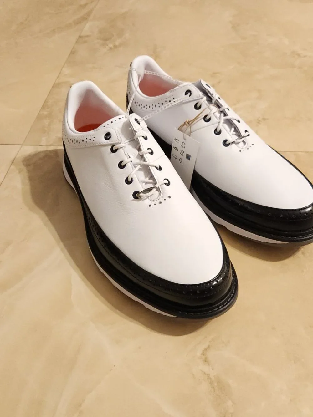 Adidas MC80 Spikeless Golf Shoes White/Black Leather Saddle ID4750 Men Size 9.5